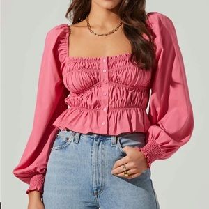 ASTR THE LABEL Smocked Square Neck Top